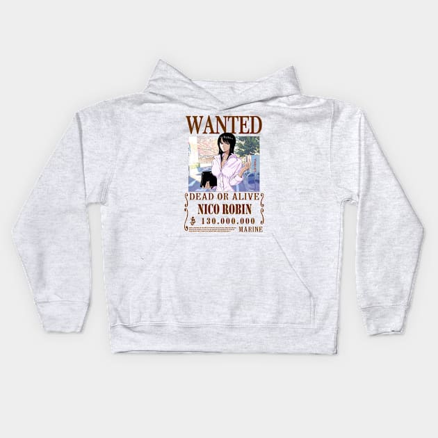 Nico Robin One Piece Wanted Kids Hoodie by Teedream